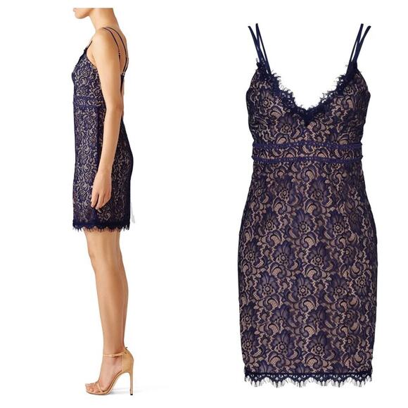 StyleStalker Dress Blue Lace Mini Party Cocktail Sleeveless Floral V Neck Navy S - Picture 12 of 12